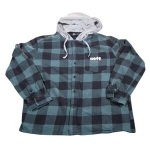 Neff Shirt Mens Medium Plaid Flannel Hooded Button Up Skate Streetwear